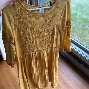 Anthropologie mini tunic dress- yellow, xs